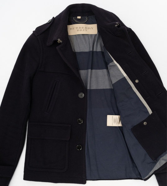 BURBERRY BRIT Pre-Owned Wool Blend Short Coat Navy