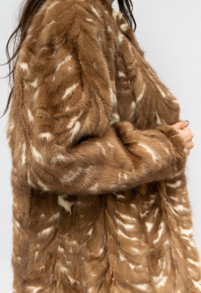 Vintage Rabbit Fur Midi Coat Multi