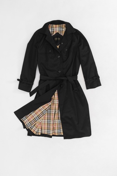 Vintage Trench With Checked Lining Black