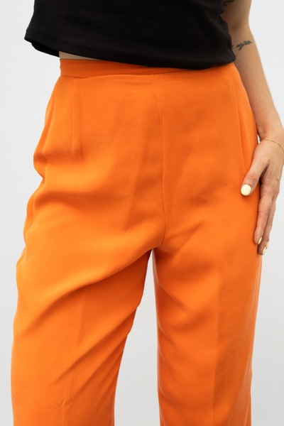 Pure Silk Liz Carbone Vintage Pants Orange