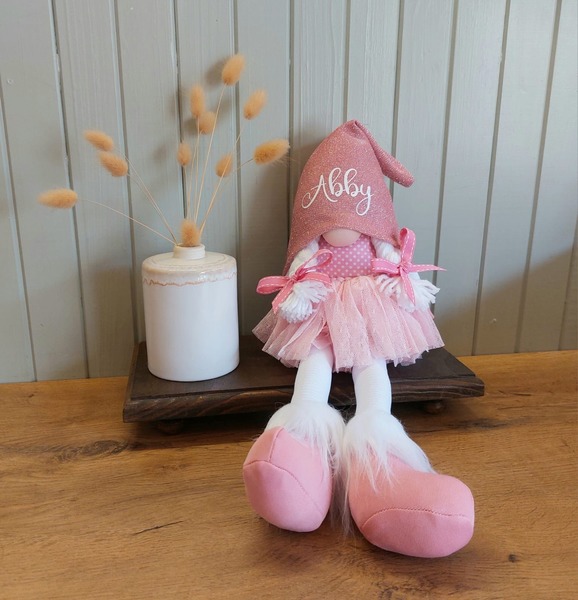 Personalised Pink Glitter Tutu Gnome