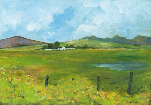 Sunshine Through the Clouds — Original Acrylic Landscape Painting (Framed)