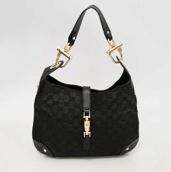 GUCCI Vintage Jackie Hammerhead Monogram Canvas Leather Shoulder Bag
