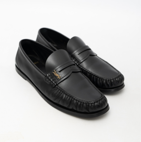 SAINT LAURENT Leather Logo Loafers