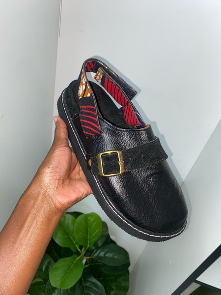Cossen Black & Red Ankara Slingback Mule