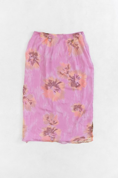 Dana Buchman Silk Floral Midi Skirt