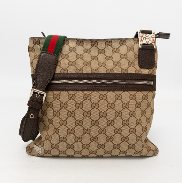 GUCCI Vintage GG Canvas Web Sherry Line Cross Body Bag