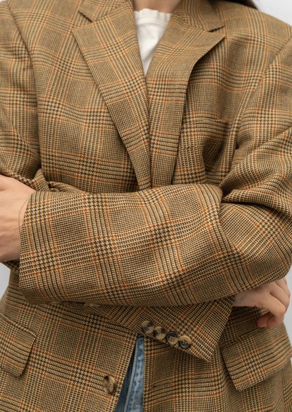 HUGO BOSS Vintage Wool Cashmere Blend Houndstooth Blazer