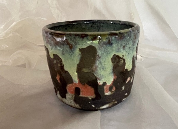 Red - Celadon Handless Yunomi