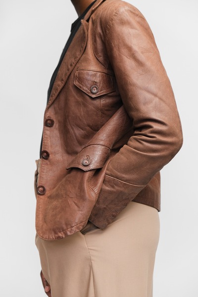 Genuine Leather Blazer Chestnut