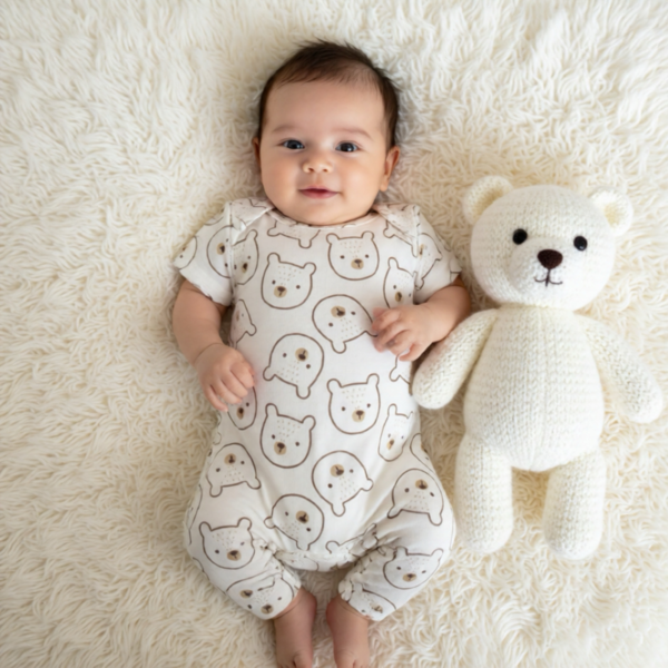 Patterned Baby Bear Onesie