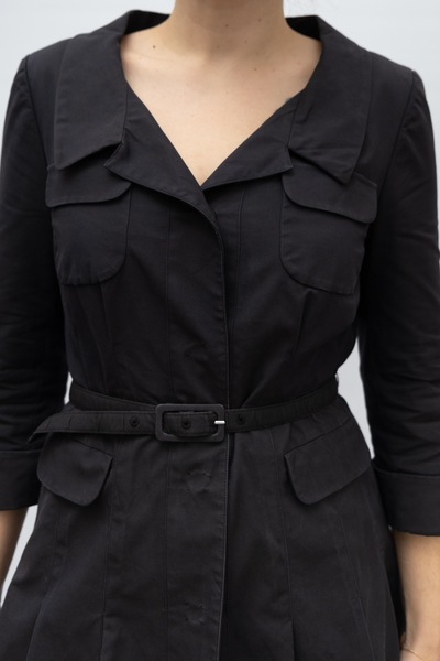 DKNY Vintage Cotton Blend Trench Dress Navy
