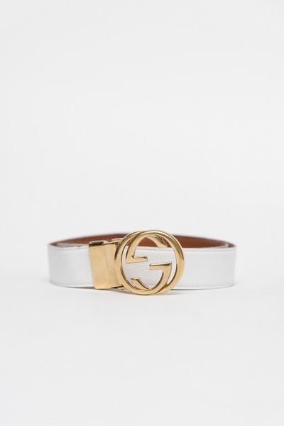 Gucci Interlocking GG Reversible Belt Cream