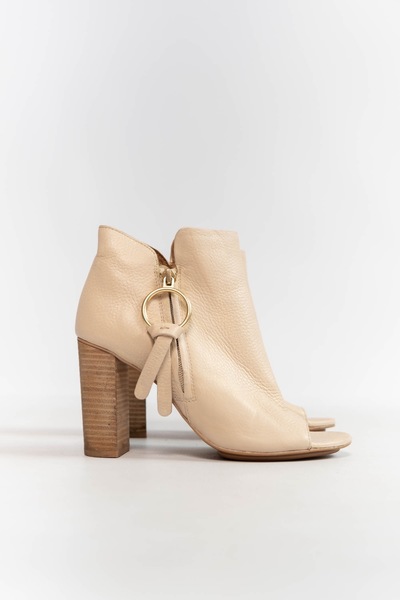 See By Chloe Leather Peep Toe Ankle Boots