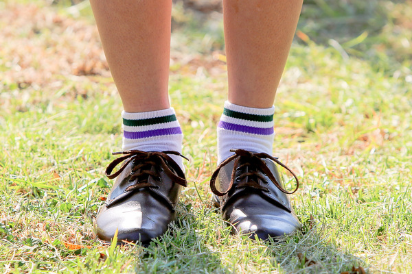 The Pecanwood Shop | White ankle socks with purple and white stripes ...