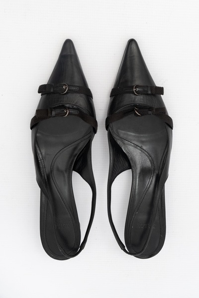 BALLY Vintage Leather Kitten Slingback Heels