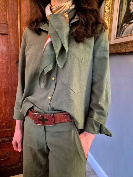 clover green cotton wide leg pant