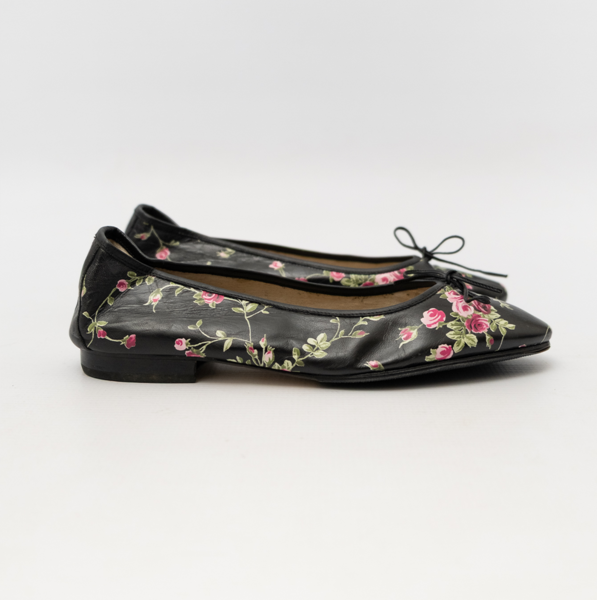 Vintage Made in Italy Leather Floral Ballet Flats