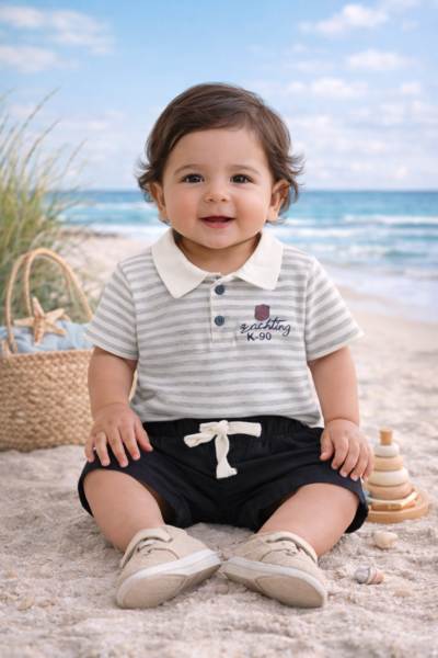 Little Sailor Stripe Polo Set