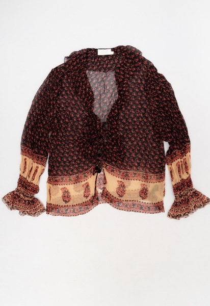 ZIMMERMAN 100% Silk Parsley Print Tie Blouse
