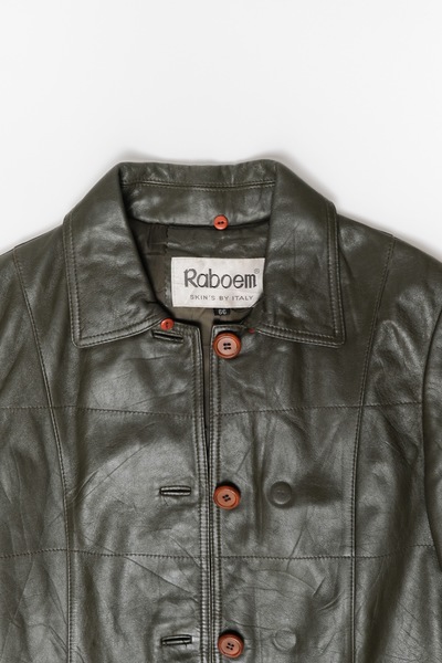 Boxy Leather Jacket Khaki