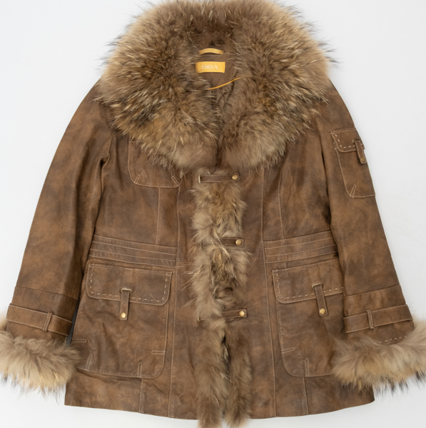 BIBA London Leather Jacket With Fur Collar
