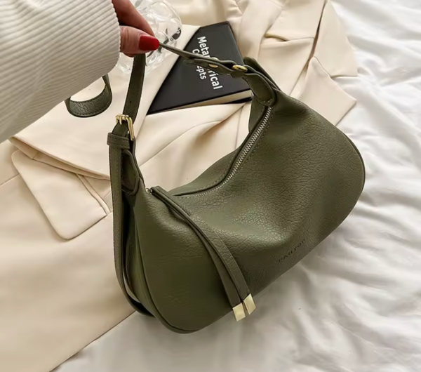 Olive Crescent Soft Shoulder Bag