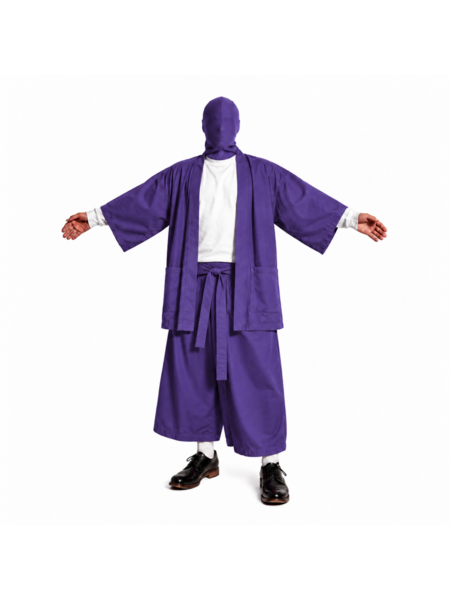 Purple cotton twill set (kimono + hakama pants)