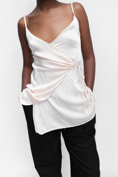 Satin Wrap Top Pearl