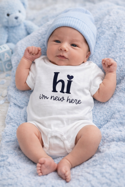Lielie Baai “Hi, I’m New Here” Newborn Romper