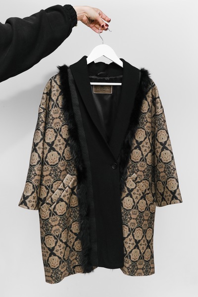 Etro Wool Coat With Fur Trim