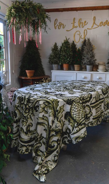 Green Tile Mural Tablecloth