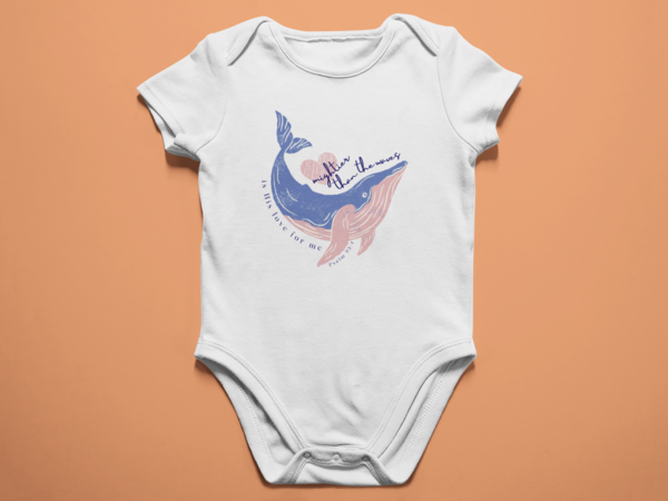 Babygrow White - Short Sleeve -Mightier than the waves