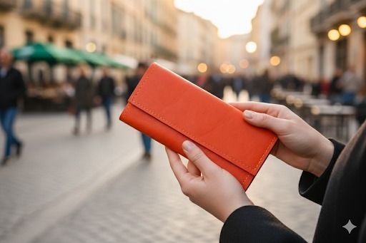 Genuine Leather Wallet - Orange