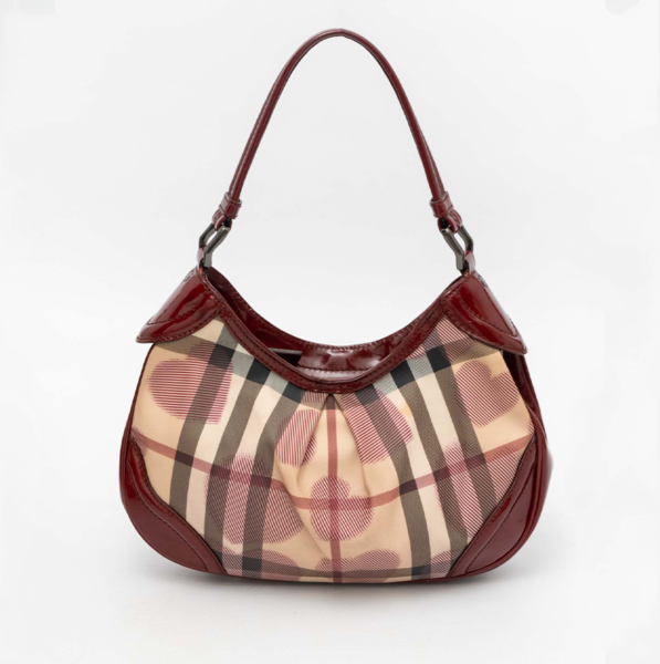 BURBERRY Pre-Owned Nova Check Heart Half Moon Shoulder Bag