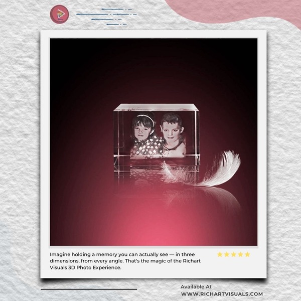 Richart Visuals SH37 Small 3D Crystal Cube (60x40x40mm) - Dual Photo Personalised Crystal
