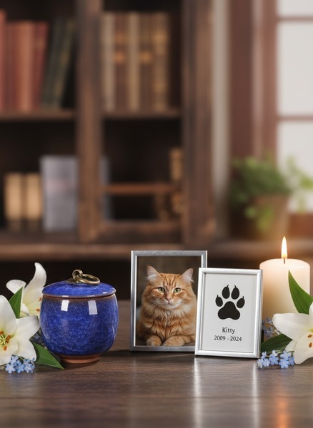 Ceramic Cat Ashes Urn