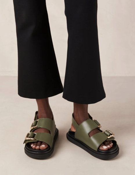 Alohas Harper Green Leather Sandals