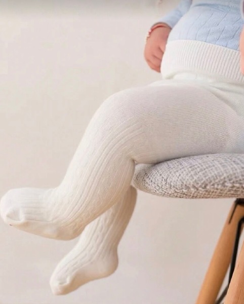 Tights with elastic waistband - white