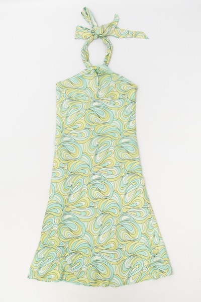 Michael Kors Silk Printed Halterneck Dress