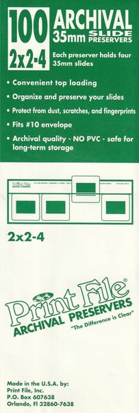 PrintFile 2×2-4 Archival Slide Pages – Holds 4 Mounted Slides/35mm negatives – Pack of 20
