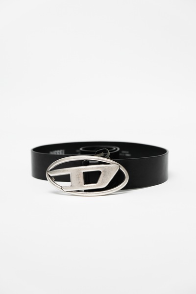diesel logo lettering leather belt