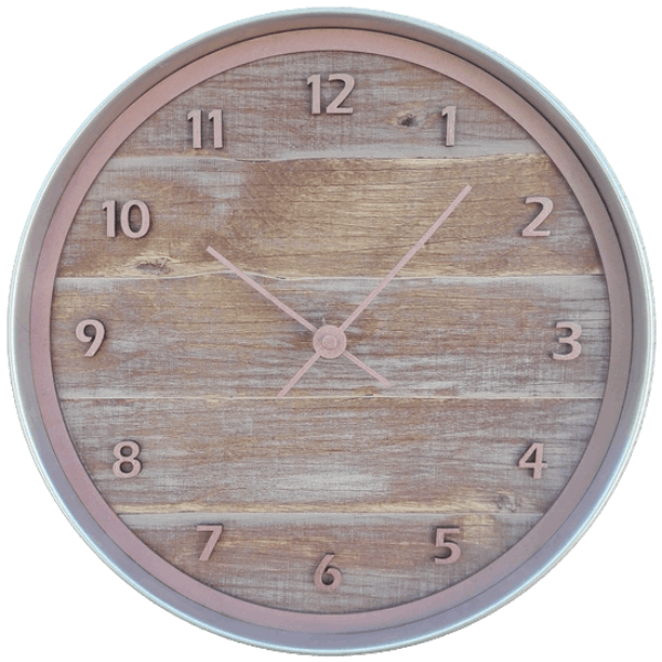 Feminine Rose Gold Rustic Wall Clock
