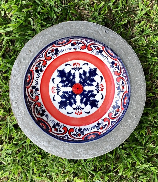 26cm Peachy Blue Bird Bath