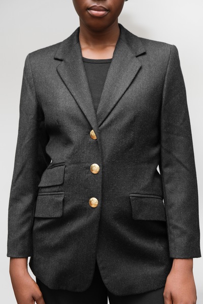 Fitted Wool Charcoal Blazer