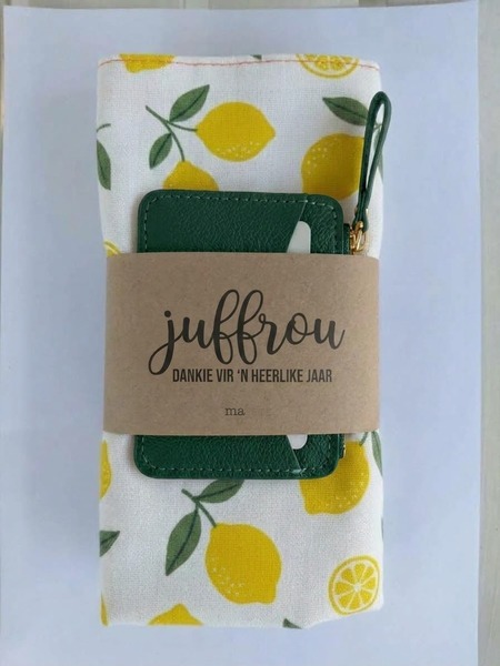 PRE-ORDER Juffrou Tote Sak en Kaarthouer (geel)