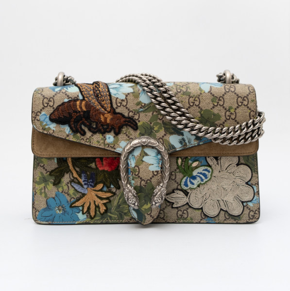 GUCCI Pre-Owned Dionysus GG-Supreme Embroidered Bee Shoulder Bag
