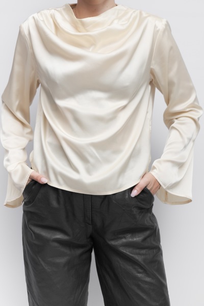 High Neck Satin Blouse