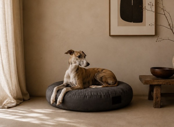 Wagit luxury corduroy round dog bed with removeable cover