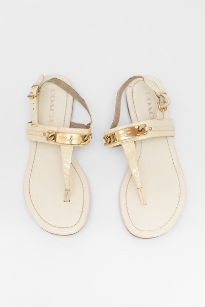 Coach Cream Logo Sandals
